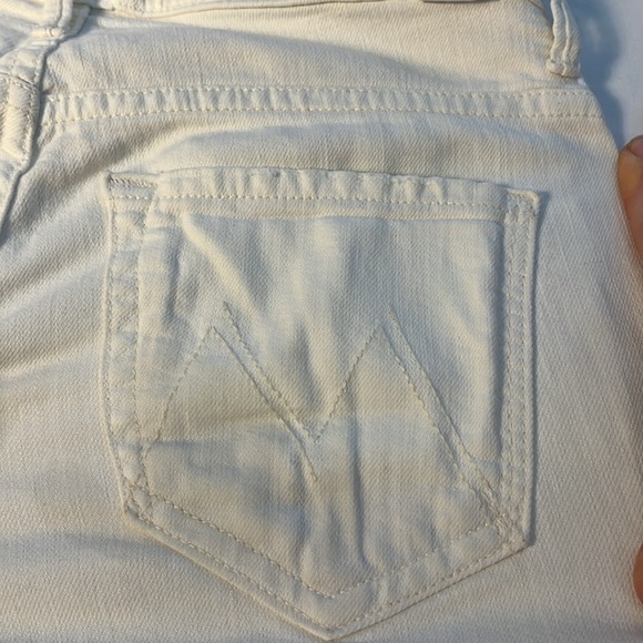 MOTHER Insider Crop Step Fray Jeans Size 24 White with Black Stripes - Picture 10 of 11
